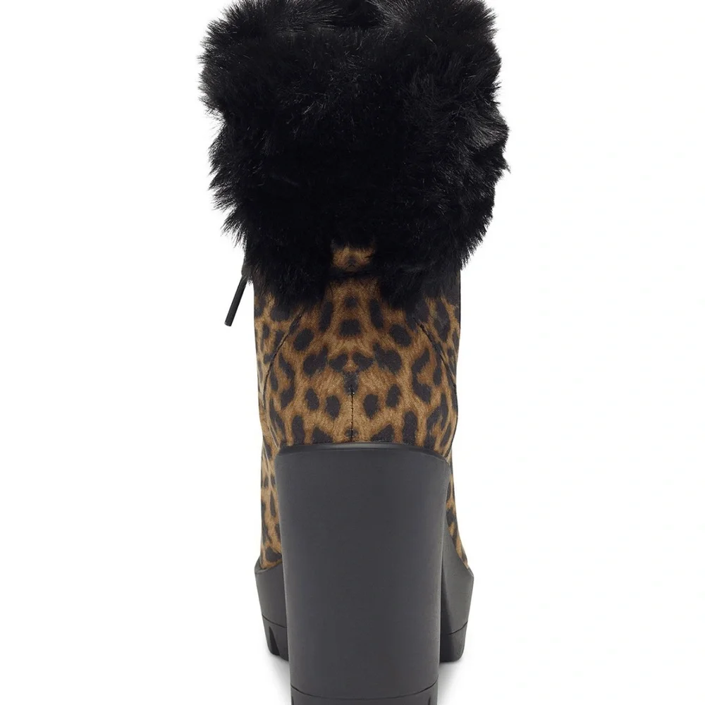 Jessica Simpson Womens Mikah Hiker Booties Leopard Light Beige Natural Size 8M - Picture 4 of 9